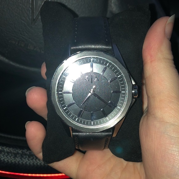 Armani Exchange Black Leather Watch - Picture 1 of 4